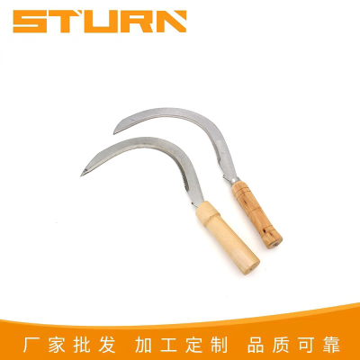 Manufacturers wholesale wooden handle large curved sickle crescent sickle curved knife cutting grass cutting rice sawtooth sickle