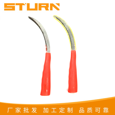 Plastic handle with serrated curved sickle agricultural household sharp weeding outdoor multi-functional plastic handle sickle wholesale