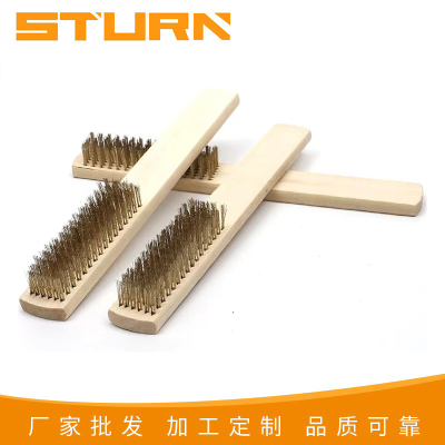 Wood handle copper wire brush Steel wire brush Stainless steel wire brush Grinding rust cleaning brush Play handle brush
