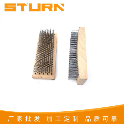 Stainless steel wire brush Square wood handle brush Fine wire encryption Rust removal Burring Polishing Polished wood handle wire brush