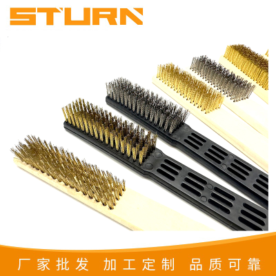 Steel wire brush plastic handle long handle stainless steel wire brush with brush play clean metal rust surface finishing steel wire brush