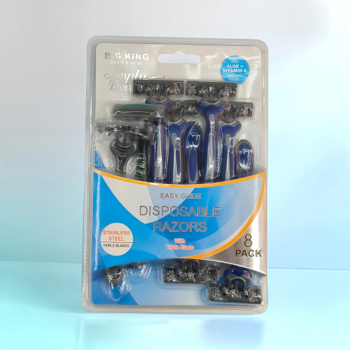 BIGKING 8把三层不锈钢一次性手动剃须刀男士款