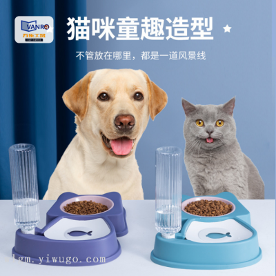 Cat Bowl Double Bowl Automatic Dog Water Bowl Dog Basin Food Basin Teddy Rice Basin Pet Drinking Dog Ceramic Cat