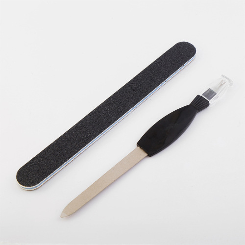 现货美甲工具不锈钢指甲锉条死皮铲两用指甲锉美甲磨砂打磨条