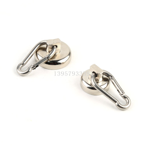 强磁力登山扣 磁性吸盘 磁固定底座 锅磁 吊环磁扣 钢套磁铁