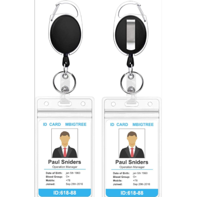 Retractable Badge Reels with Clear ID Card Holder Vertical