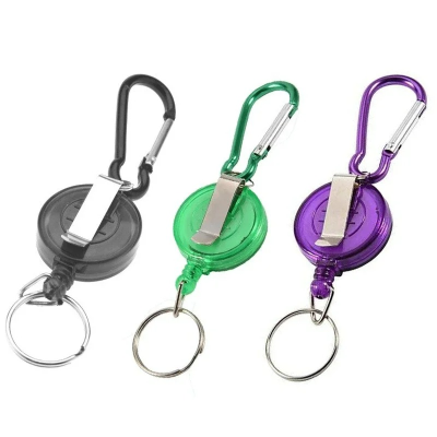 Retractable Easy Pull Badge Reel with Belt Keychain ABS Plastic ID Tag Pass Access Work Card Clips Work Permit Case Reels