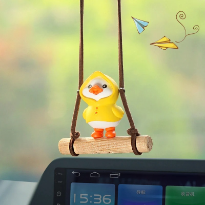 Cartoon Cute Animated Car Accessories Swinging Duck Pendant Car Rearview Mirror Ornaments Birthday Gift Couple Accessories Car