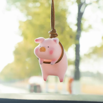 Pink Cute Pig Car Accessories Swing Pig Car Pendant Auto Rearview Mirror Pendants Birthday Gift Auto Decoration Ornaments