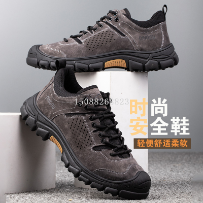 Foreign Trade Cross-Border Labor Protection Shoes Men's Attack Shield and Anti-Stab Breathable Deodorant and Lightweight Wear Resistant Steel Pump