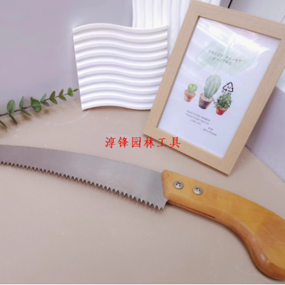 Primary Color Wooden Handle Curved Saw Manual Saw Fruit Tree Saw Three-Sided Grinding Teeth