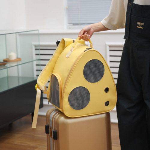 新款创意时尚奶酪宠物包户外透气猫咪双肩包跨境便携外出猫包狗包