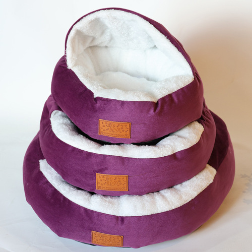 新款宠物窝宠物用品贝壳圆窝绒猫窝半封闭宠物窝垫 高端猫狗垫子