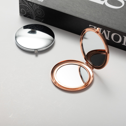 双面镜子女随身便携带折叠手持不锈钢桌面可立迷你化妆专用批发