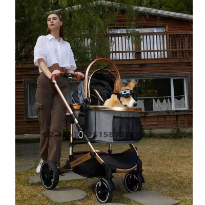 Pet Stroller Dog Cat Lightweight Foldable out Pet Trolley Small Dog Stroller Detachable Basket