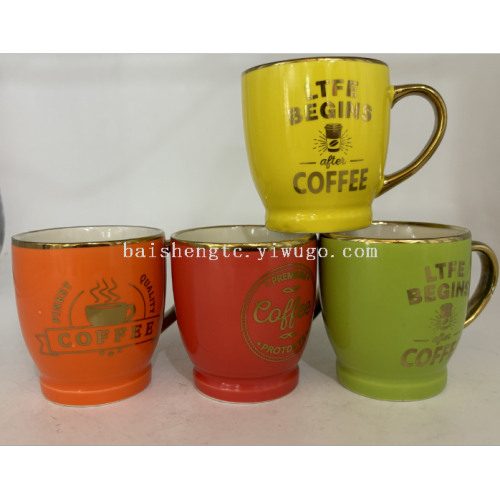 小号8OZ电镀金陶瓷杯