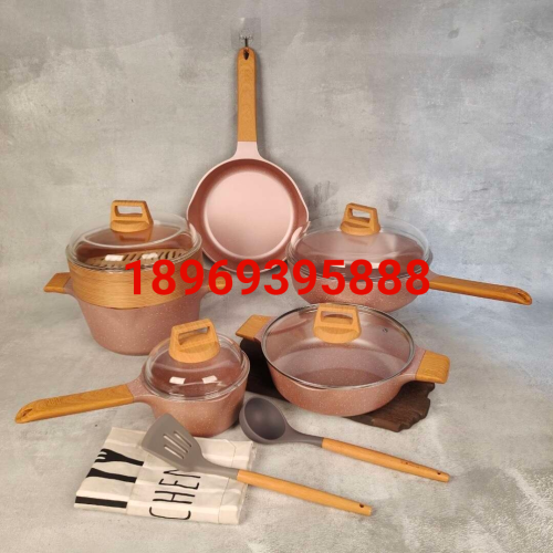 MGC压铸铝锅麦饭石涂层复底汤锅炊具厨房厨具不粘锅