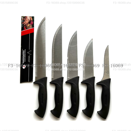 厂家直销不锈钢黑柄牛头刀剔骨刀分割刀切片刀厨房刀具套装