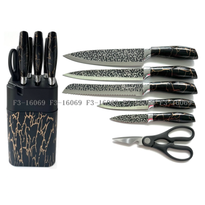 Knife Set Stainless Steel Kitchenware Kitchen Marbling Knife Holder Stainless Steel Kitchen Knife Set Gift Knife Set