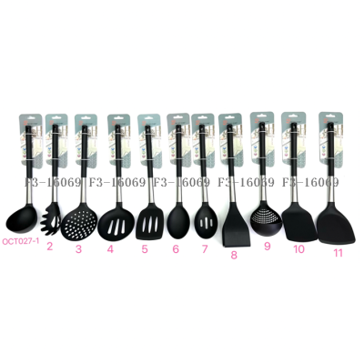 Black Handle Spray Point Nylon Kitchenware 9-Piece Non-Stick Pan Spatula Set Cooking Shovel Spoon Tool Kitchen Tools Tableware