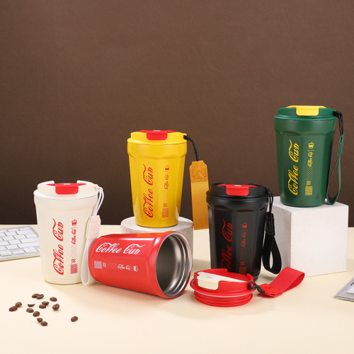 新款可乐咖啡杯双层不锈钢保温杯创意礼品广告杯LOGO刻字跨境直供