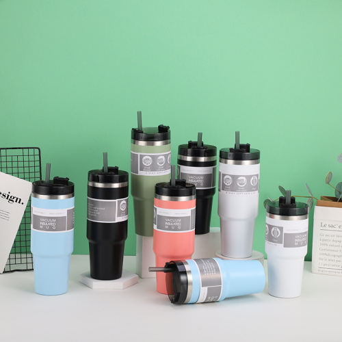 跨境30oz汽车杯304不锈钢保温保冷冰霸杯车载杯大容量双饮咖啡杯