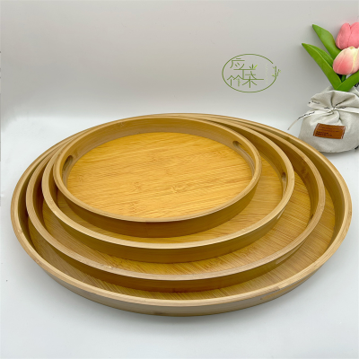 Bamboo Tray Simple Home Hotel Restaurant Tea Set Tea Tray Rectangular round Hand Tray