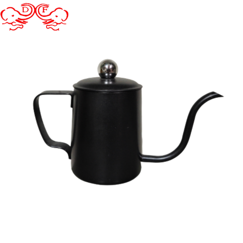 Df99502 Teflon inside and outside Black Hand Wash Pot round Beads with Lid Stainless Steel Milk Cup Coffee Pot Teflon