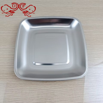 Df68219 Stainless Steel Plate Korean Barbecue Plate Restaurant Western Plate Pasta Plate Household Salad Plate round Plate