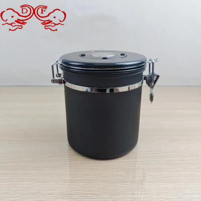 Df99123 304 Stainless Steel Seal Can with Spoon Exhaust Valve Fresh-Keeping Pot Coffee Bean Grains Storage Tank