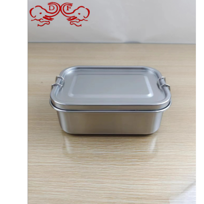 Df99033 304 Stainless Steel Insulated Lunch Box Portable Fresh-Keeping Food Box Square Compartment Sealed Lunch Box with Lid