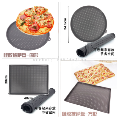 In Stock Silicone round Baking Paper High Dense Air Hole Non-Stick Pizza Plate Punch Cake Baking Pizza Grill