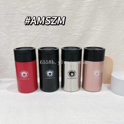 Drinking Coffee Cup Portable Flip Vacuum Cup Water Cup Stainless Steel Vacuum Cup