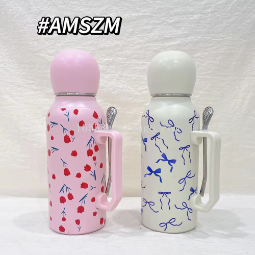 跨境3d印花大容量1300ml旅行便携 不锈钢双层 保温杯便携保冷