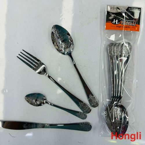 Hongli 凤花本色 钛金刀叉勺