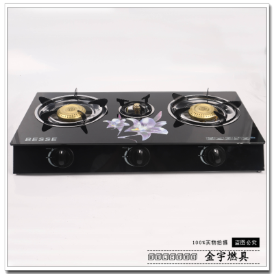 Commercial Tempered Glass Panel Three-Eye Gas Stove Gas Stove Factory Direct Sales Stove Kitchenware Gas Stove Gas Stove