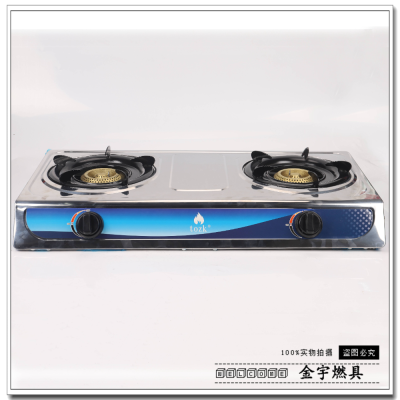 Stainless Steel Door Panel Double Burner Desktop Natural Gas Stove Double-Headed Stove Liquefied Gas Stove Kitchenware