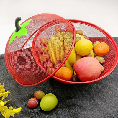 Kitchen Daily Use Food Cover Vegetable Cover Color Fruit and Vegetable Basket with Lid Fruit Basket Iron Art Decorative