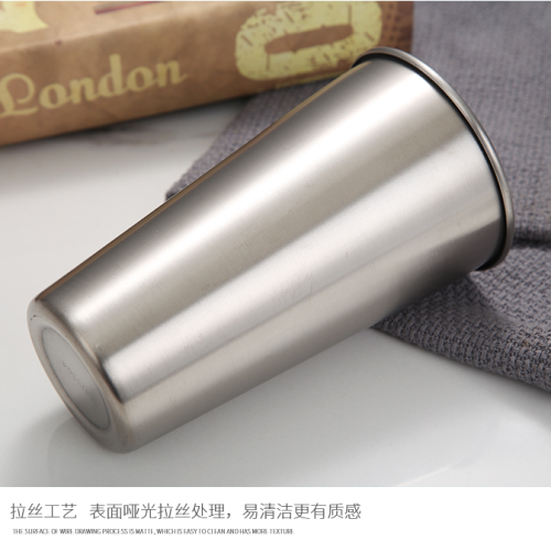 304不锈钢水杯单层啤酒杯冷饮漱口杯果汁杯餐厅茶水杯食品级