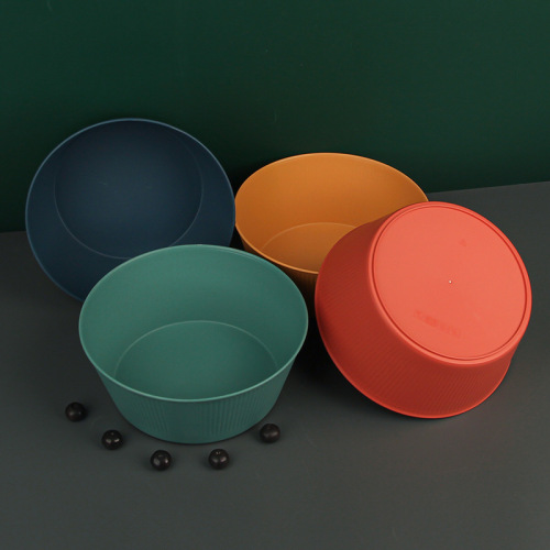 小麦秸秆竖纹沙拉碗20cm大圆碗创意家用水果碗汤碗塑料碗厂家批发