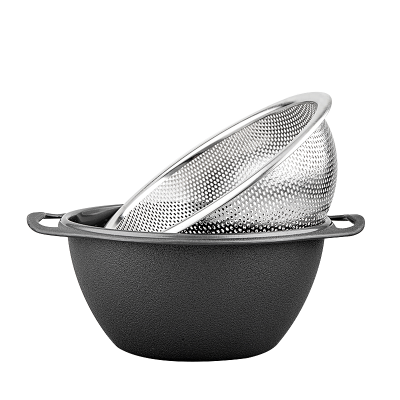 Factory Direct Sales Double-Layer Thickened Drain Basket Stainless Steel Punching Rice Cleaning Basket Fruit Basket Kitchen Water Filter Basket