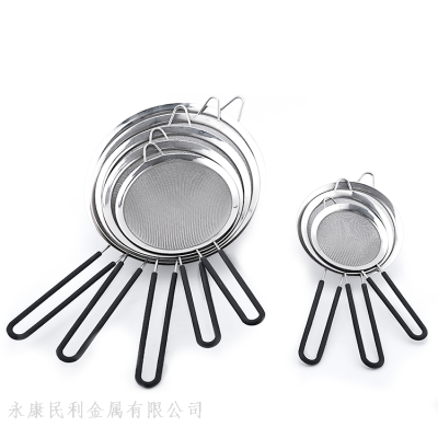 Customizable Stainless Steel Pointed Ear Wide Edge Oil Grid Silicone Handle Deepening Wide Edge Twill Filter Oil Strainer Factory Wholesale