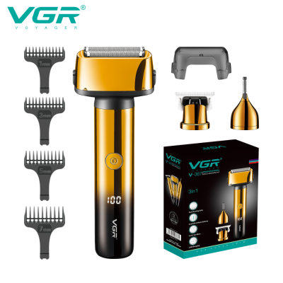 VGR Cross-Border Reciprocating Shaver Multifunctional Three-in-One LCD Digital Display Electrical Hair Cutter Eyebrow TrimmerV-367