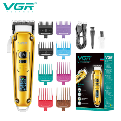 VGR006 Cross-Border New Arrival Metal Hair Clipper Golden Shaving Electric Hair Salon Salon Professional Digital Display Electric Clipper