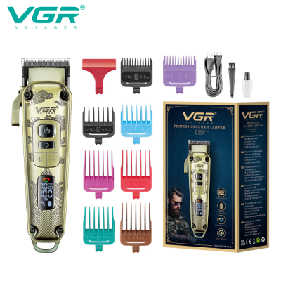 VGR005 Cross-Border New Arrival Hair Clipper Digital Display Professional Salon Hair Salon Retro Domestic Rechargeable Metal Electric Clipper
