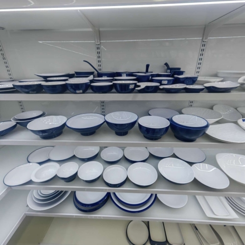 a5 food grade melamine tableware， melamine sapphire blue series cutlery tray bowl spoon