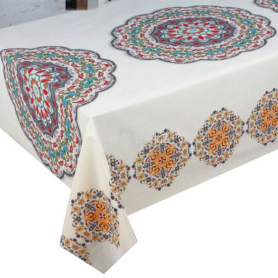 Factory Supply Yarn Printing Tablecloth PVC Coffee Table Rectangular Table Cloth