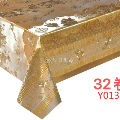 Factory Direct Sales High-End Waterproof and Oilproof and Heatproof Gold and Silver Yarn Tablecloth Table Cloth 137*20 M