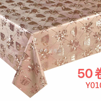 Factory Direct Sales Nordic Style Waterproof Oil-Proof Disposable Gold and Silver Yarn Tablecloth 137*20 M