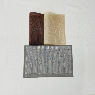 Factory Wholesale-Silver + Black Small Tree Jacquard Placemat Kitchen Placemat Living Room Placemat